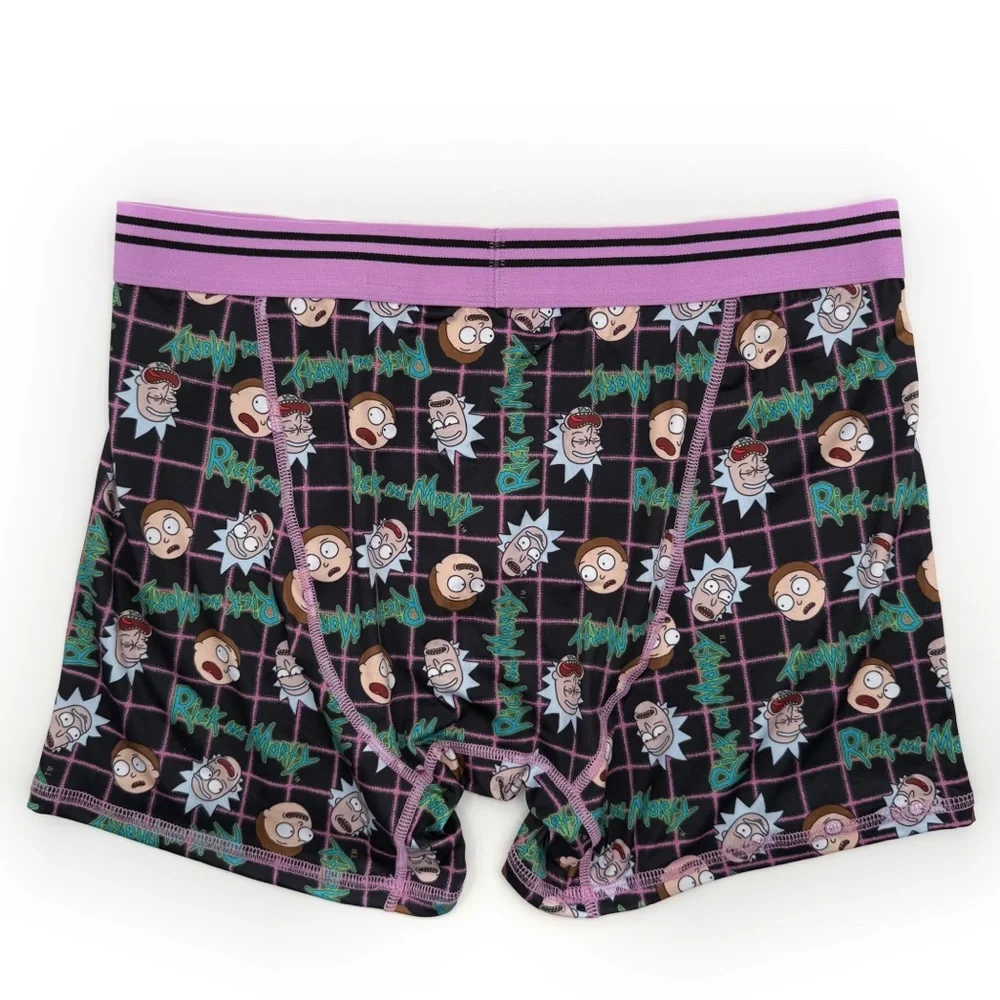Rick and Morty Boxer Briefs Mens Large Underwear Black Purple Matrix Fun Gift